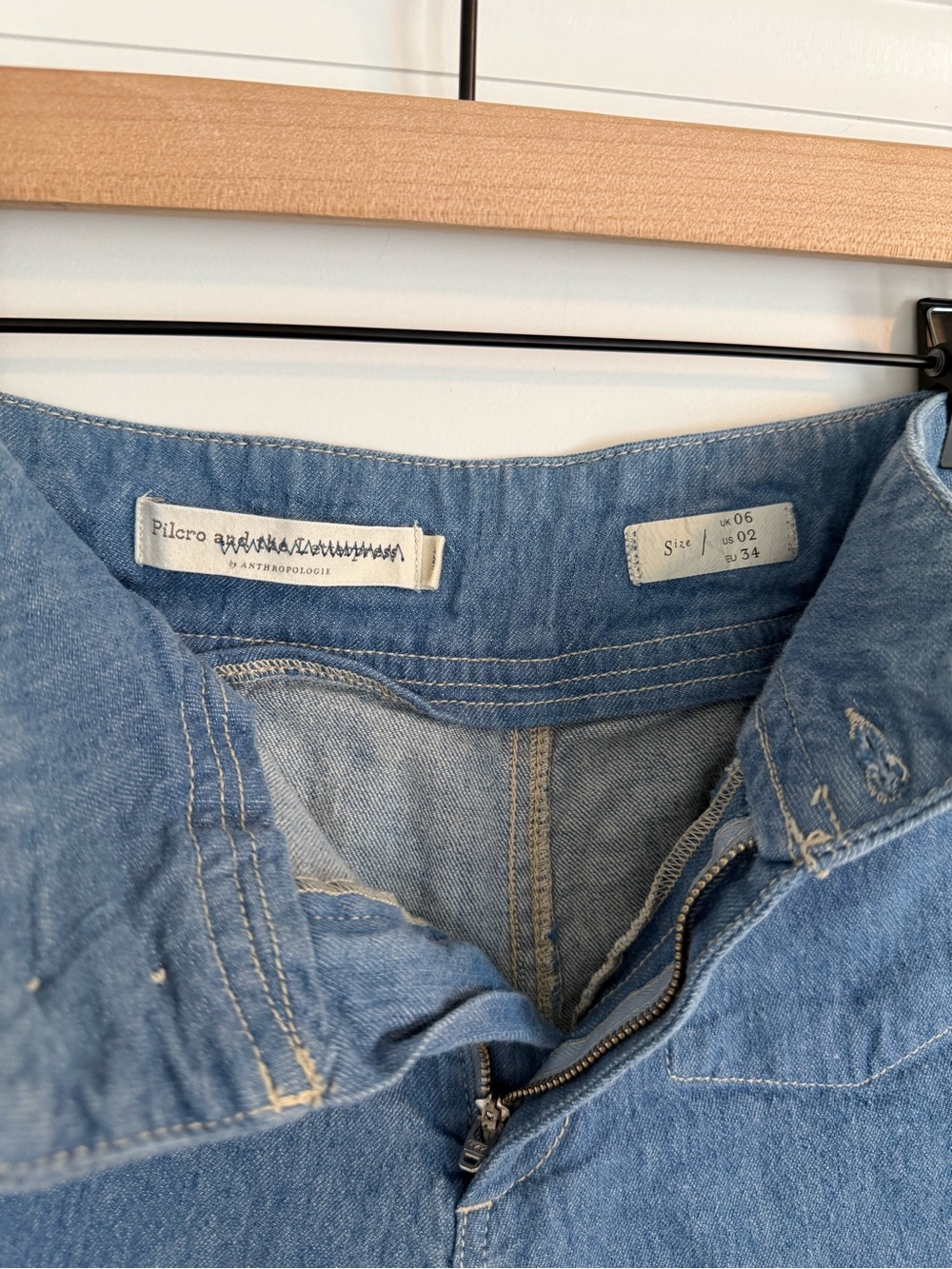 Anthropologie Light Blue High-Rise Denim Shorts with Double Button - Picture 7 of 7